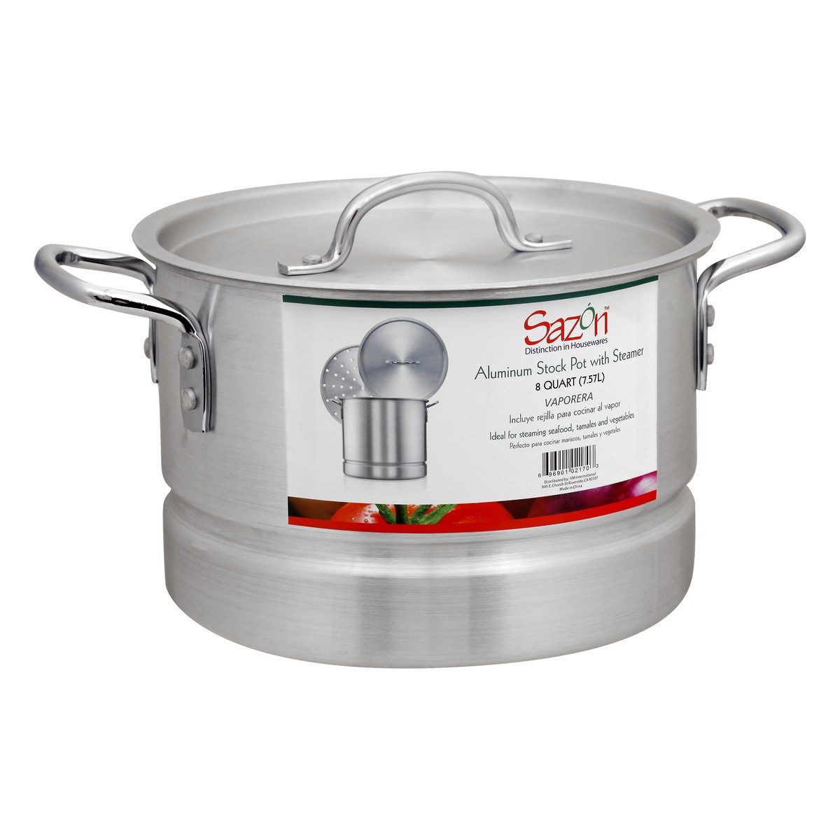 slide 9 of 11, Sazón Sazon Stock Pot, With Steamer, Aluminum, 8 Quart, 1 ct