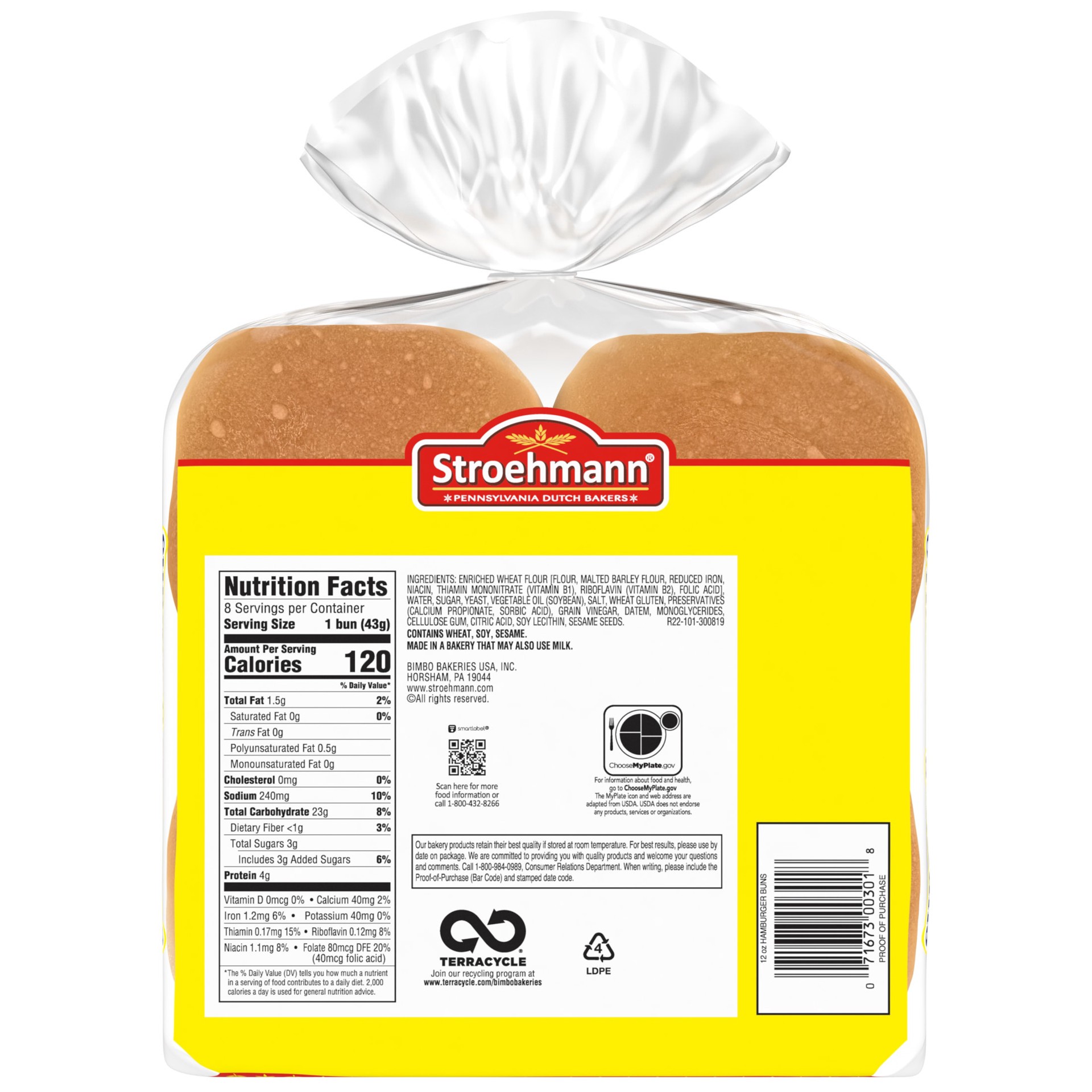 slide 2 of 7, Stroehmann's Bakeries White Hamburger Buns, 8 count, Hamburger Buns, 12 oz Bag, 8 ct; 12 oz