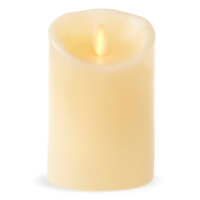 slide 1 of 1, Luminara Real-Flame Effect Pillar Candle - Ivory, 4.5 in