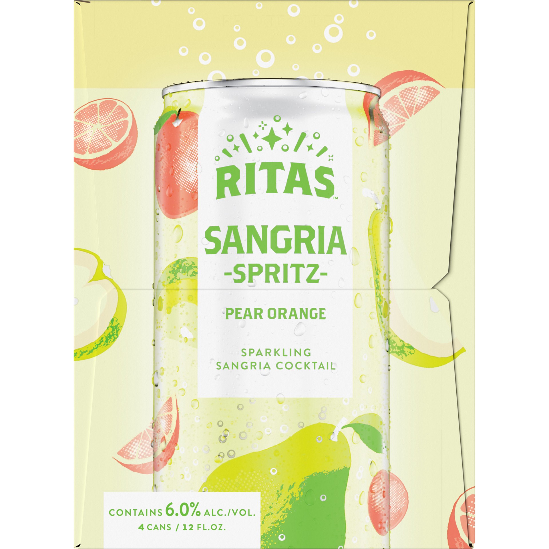 slide 1 of 2, RITAS Sangria Spritz Pear Orange Sparkling Sangria Cocktail, 4 Pack 12 fl. oz. Cans, 4 ct; 12 oz