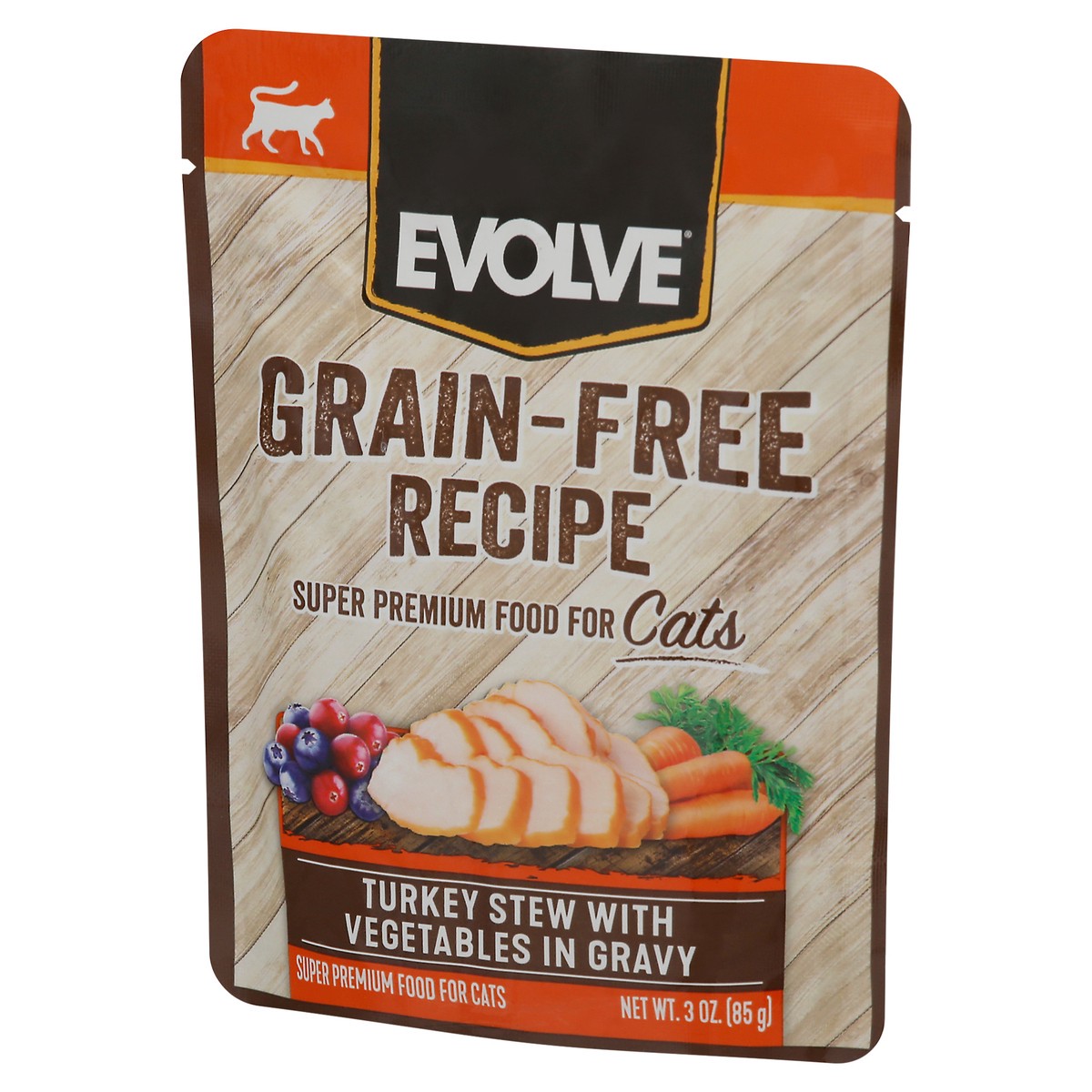 slide 5 of 9, Evolve Grain-Free Recipe Turkey Stew With Vegetables In Gravy Food For Cats 3 oz Pouch, 3 oz