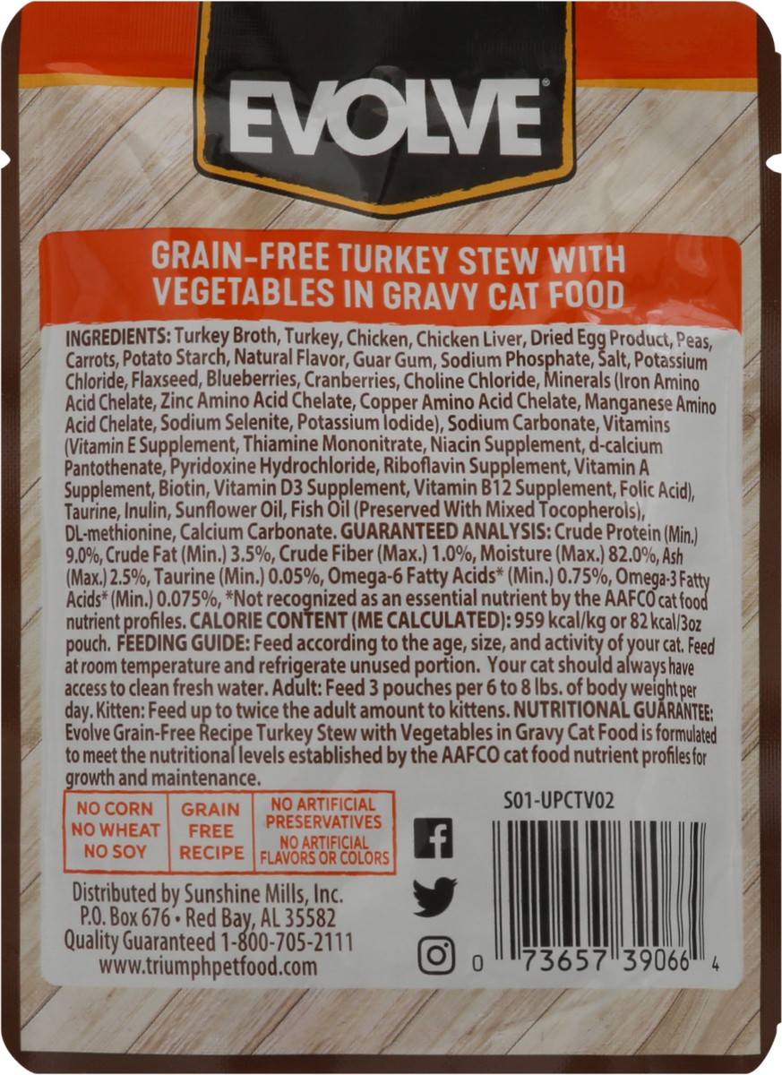 slide 2 of 9, Evolve Grain-Free Recipe Turkey Stew With Vegetables In Gravy Food For Cats 3 oz Pouch, 3 oz