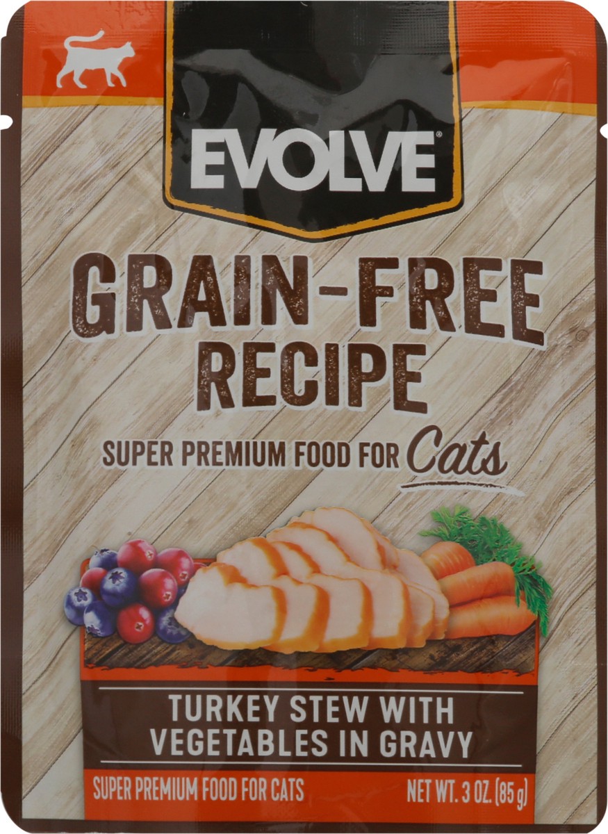 slide 4 of 9, Evolve Grain-Free Recipe Turkey Stew With Vegetables In Gravy Food For Cats 3 oz Pouch, 3 oz