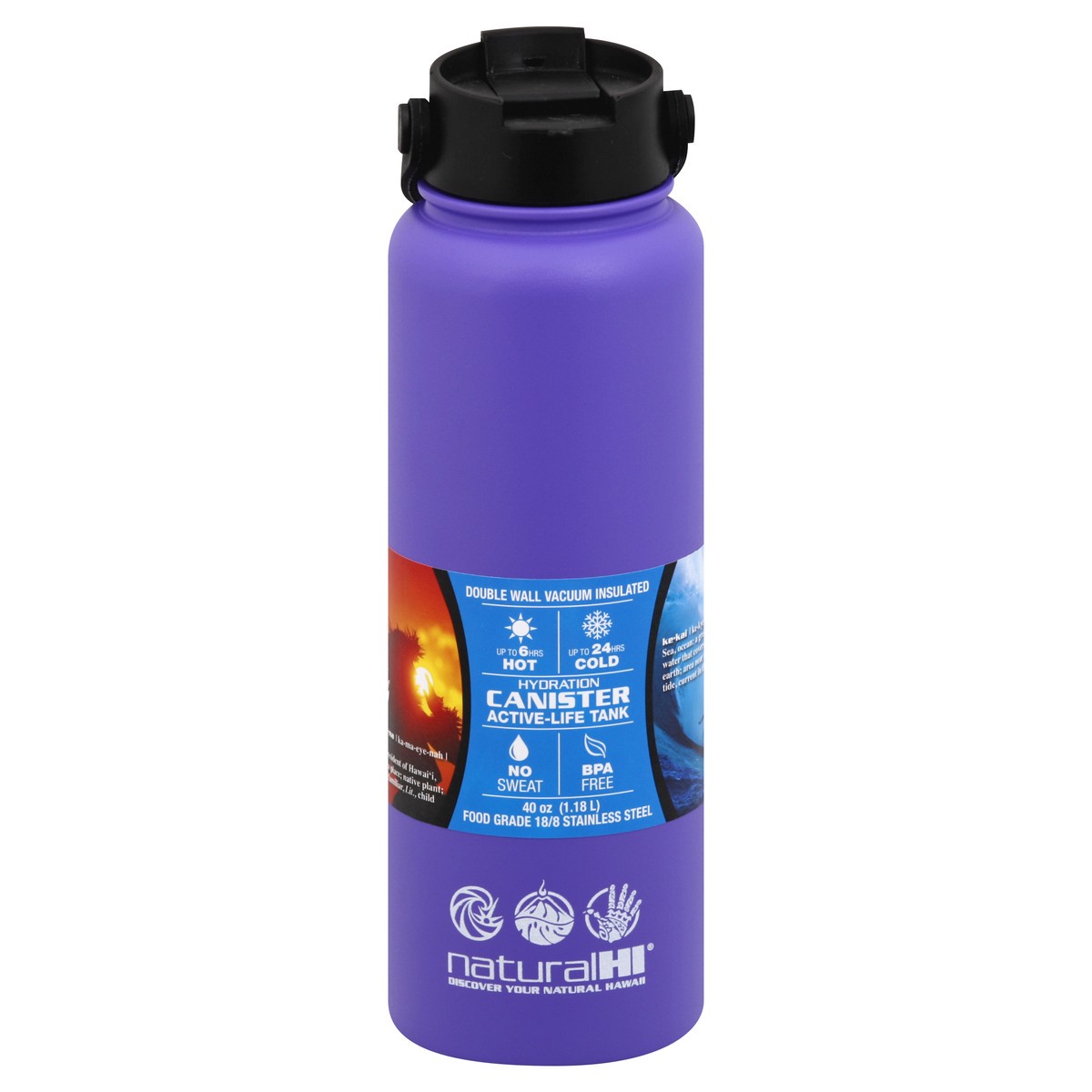 slide 1 of 2, NATURAL HI Flask S/S 40Oz Ube Purple - Ea, 40 oz