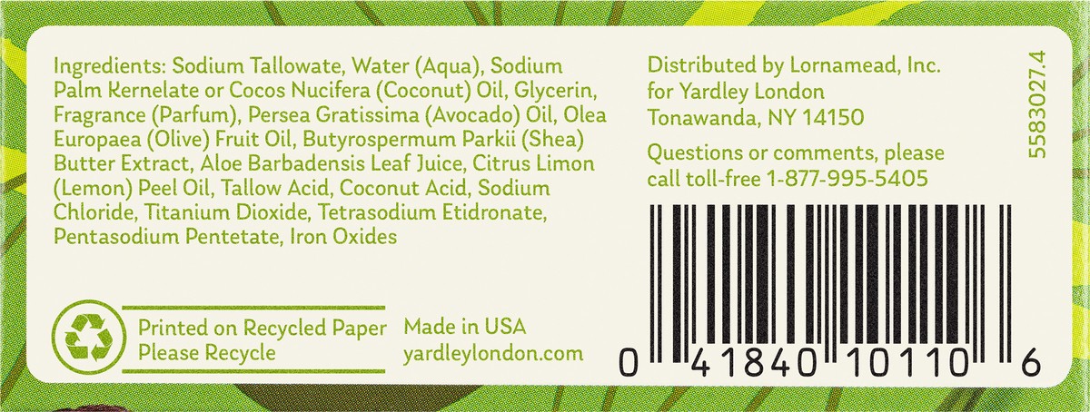 slide 7 of 12, Yardley London Nourishing Bath Soap Bar Aloe & Avocado, Conditions Skin with Creamy Avocado & Olive Extracts, 4.0 oz Bath Bar, 1 Soap Bar, 4.25 oz