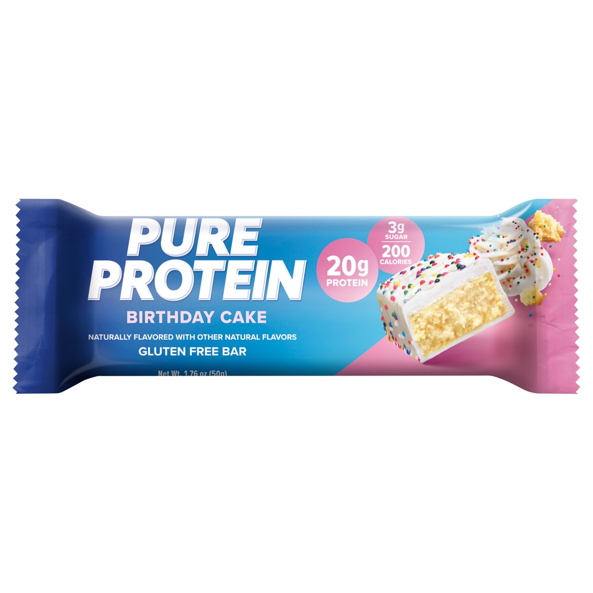 slide 1 of 1, Pure Protein Bars, Birthday Cake, 20g Protein, 1.76 Oz, 6 Ct, 1.8 oz