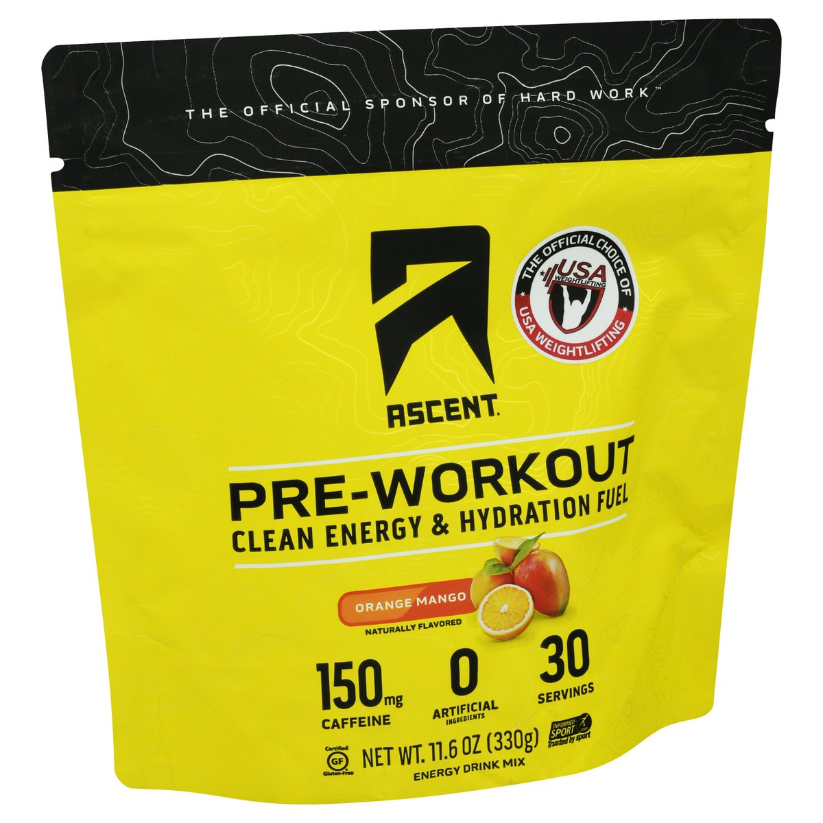 slide 4 of 4, Ascent Pre-Workout Orange Mango Energy Drink Mix 11.6 oz, 1 ct