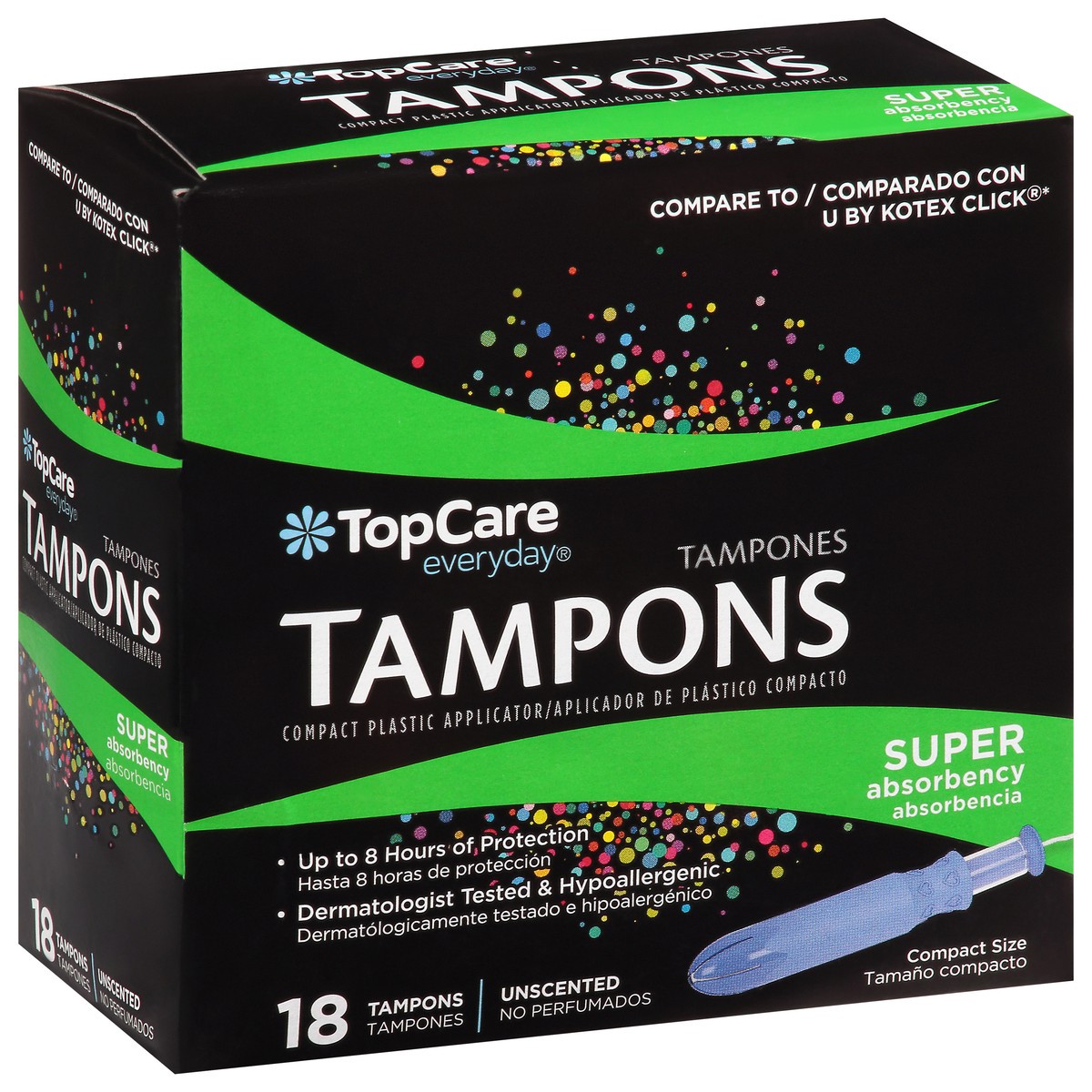 slide 3 of 10, TopCare Everyday Super Absorbency Unscented Tampons 18 ea, 18 ct