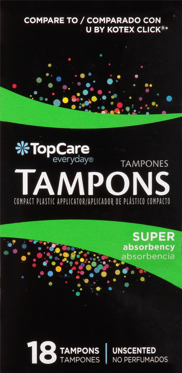 slide 6 of 10, TopCare Everyday Super Absorbency Unscented Tampons 18 ea, 18 ct