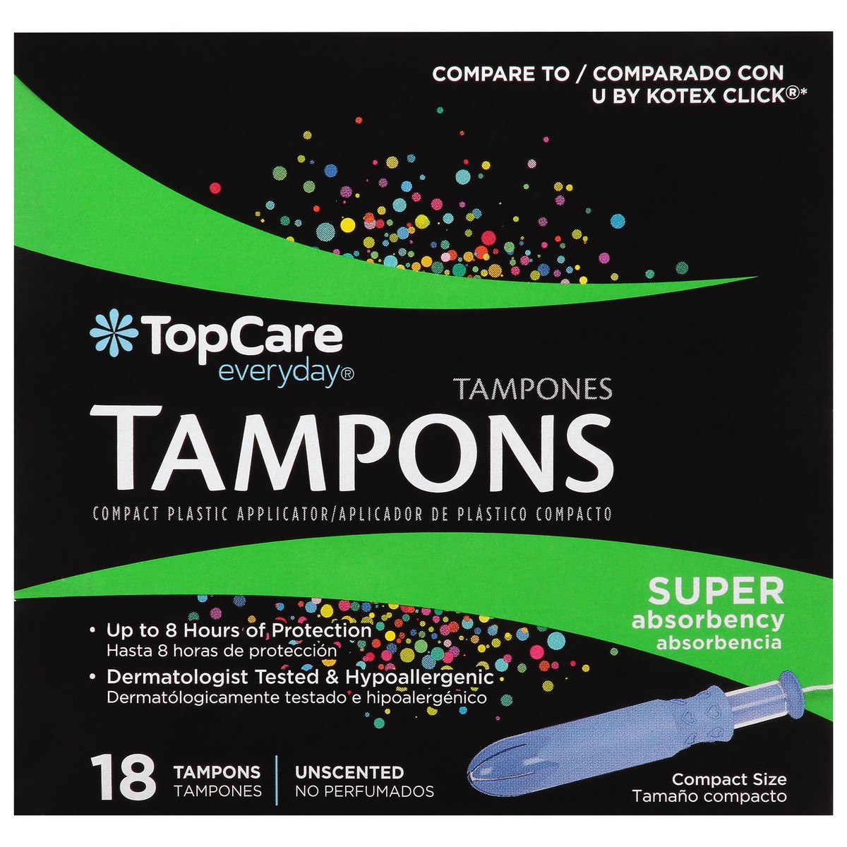 slide 10 of 10, TopCare Everyday Super Absorbency Unscented Tampons 18 ea, 18 ct