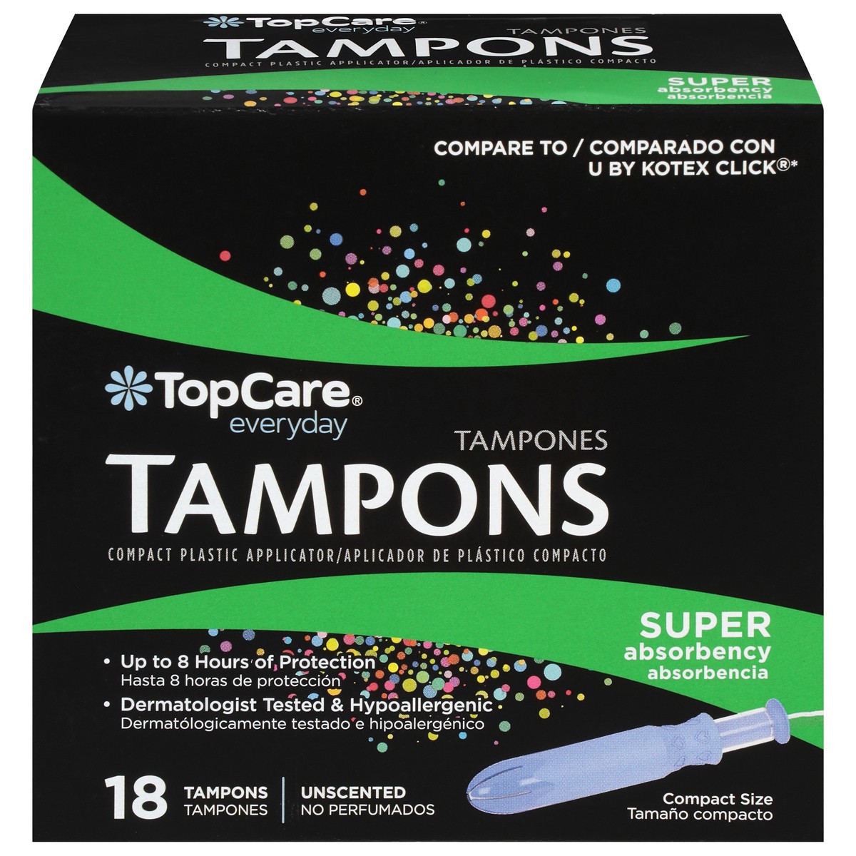 slide 1 of 10, TopCare Everyday Super Absorbency Unscented Tampons 18 ea, 18 ct