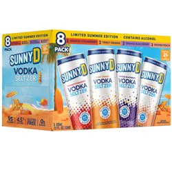 SunnyD Vodka Seltzer Summer LTO Variety Pack, 8 pack of 12oz slim cans
