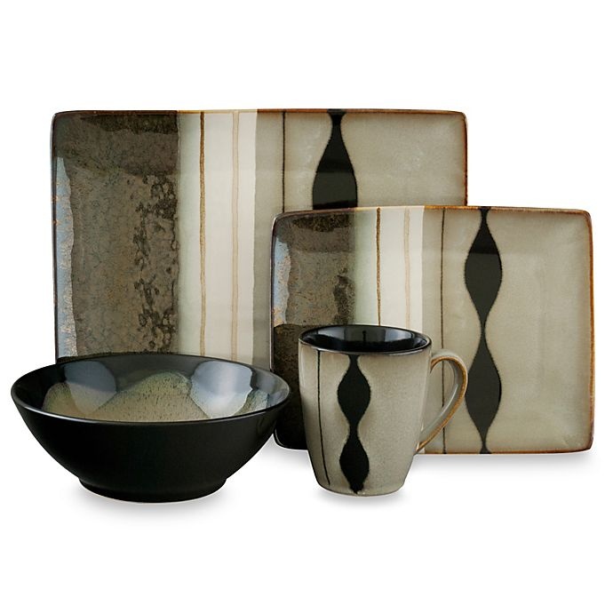 slide 1 of 1, Sango Prelude Black Dinnerware Set, 16 ct