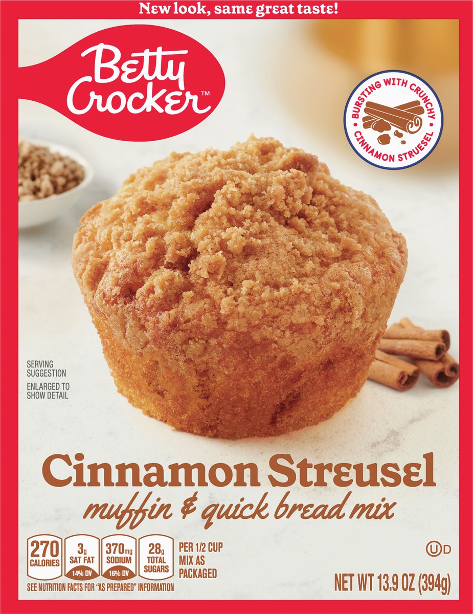 slide 7 of 9, Betty Crocker Cinnamon Streusel Muffin and Quick Bread Mix, 13.9 oz., 13.9 oz