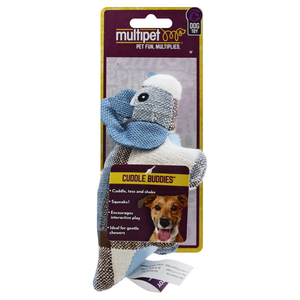 slide 1 of 9, MultiPet Cuddle Buddies Plaidosaurus-Mini Dog Toy 1 ea, 1 ct