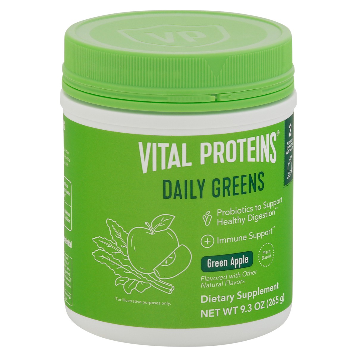 slide 2 of 9, Vital Proteins Daily Greens Green Apple Flavor, 9.3 oz