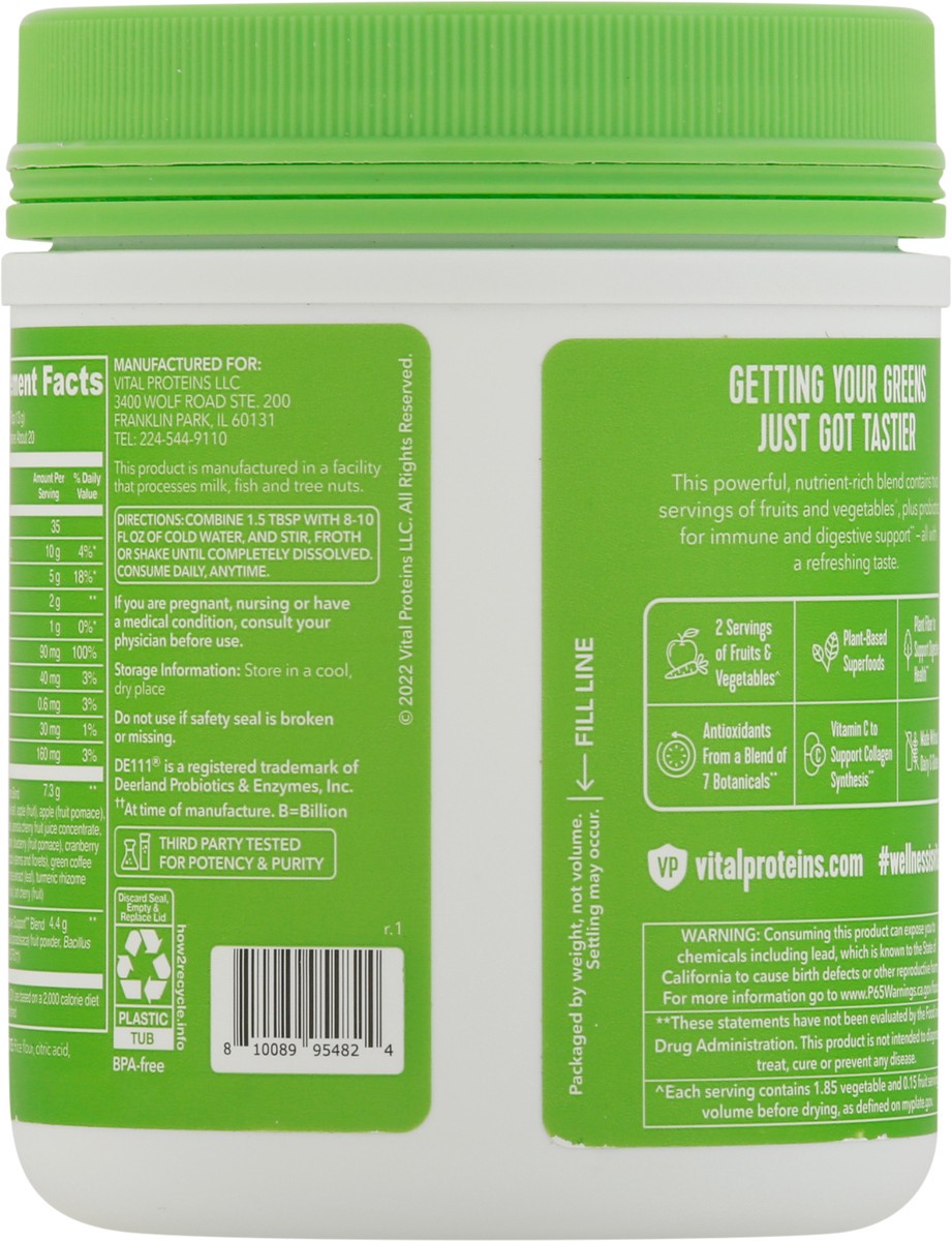 slide 5 of 9, Vital Proteins Daily Greens Green Apple Flavor, 9.3 oz