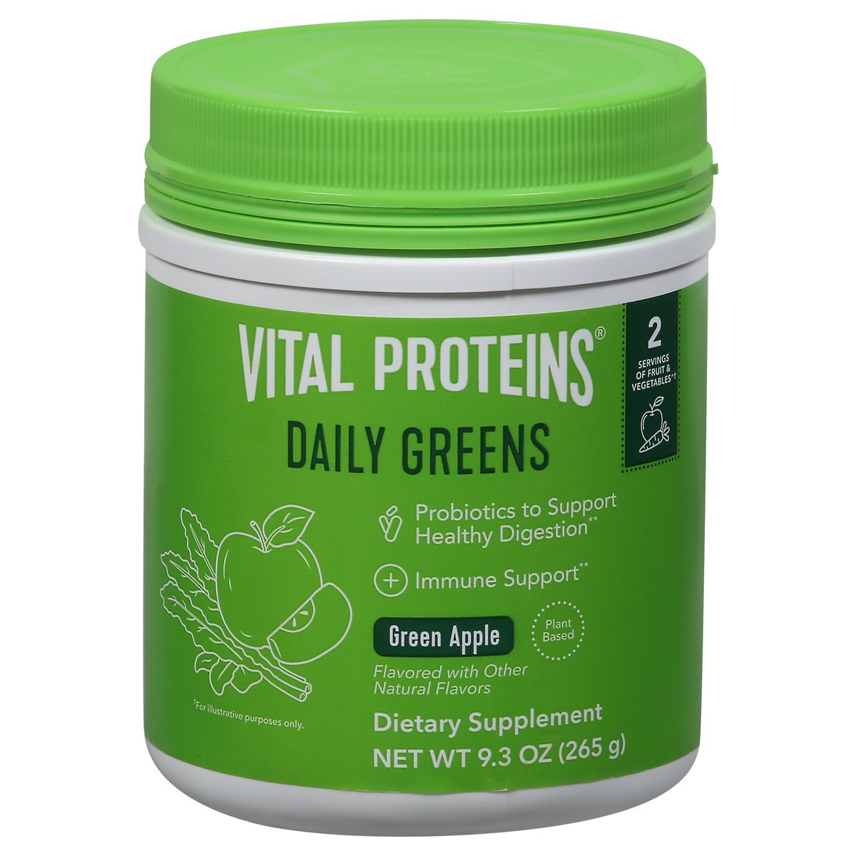 slide 1 of 9, Vital Proteins Daily Greens Green Apple Flavor, 9.3 oz