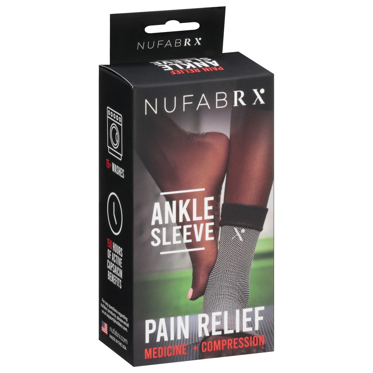 slide 2 of 13, Nufabrx Black Medicine Infused Ankle Sleeve One Size Fits Most 1 ea, 1 ct