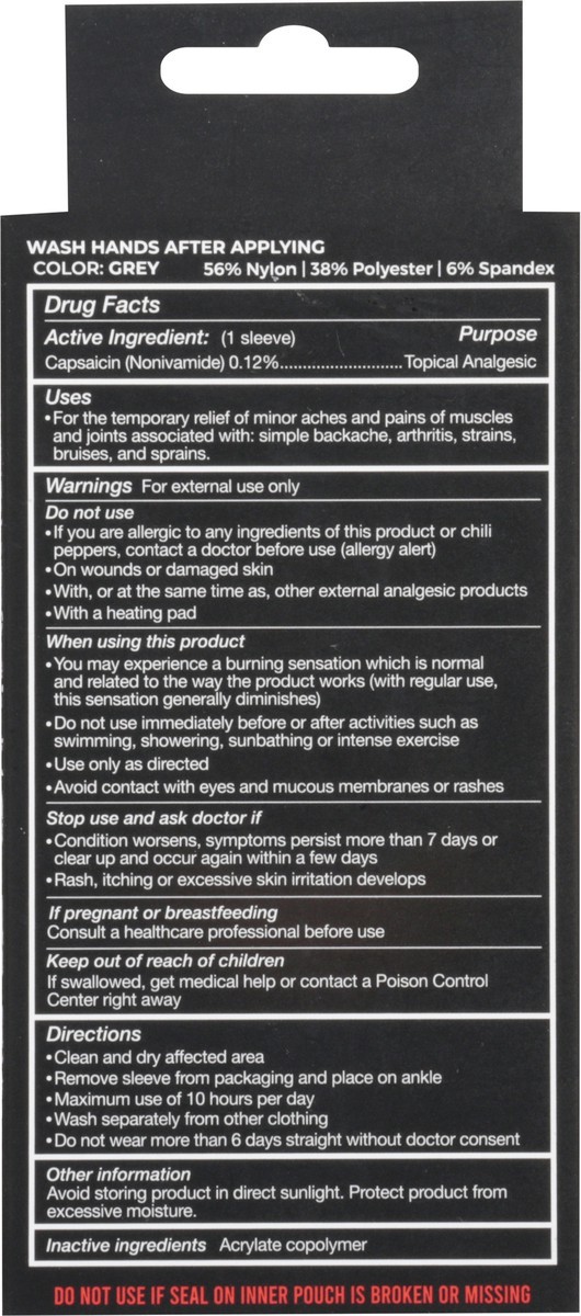 slide 12 of 13, Nufabrx Black Medicine Infused Ankle Sleeve One Size Fits Most 1 ea, 1 ct