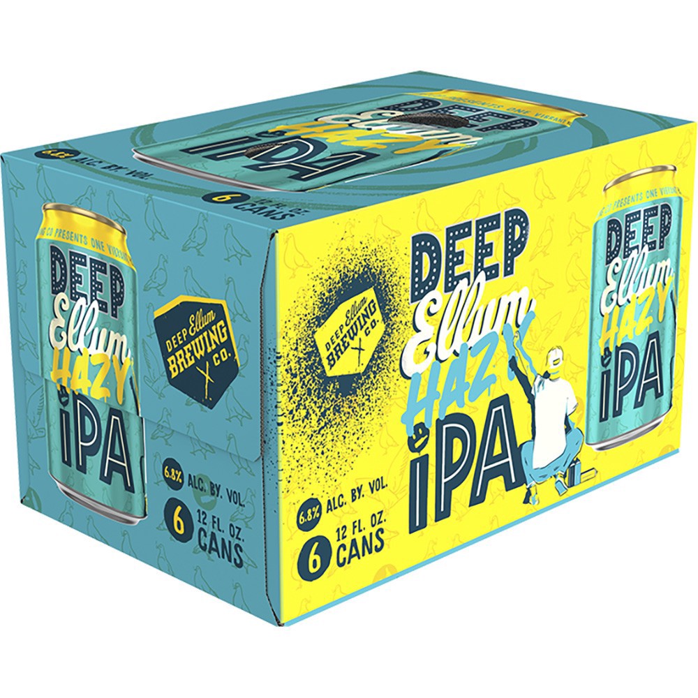 slide 1 of 1, Deep Ellum Brewing Hazy IPA Craft Beer, 12 fl oz 6 Pack Cans, 6.8% ABV, 12 oz
