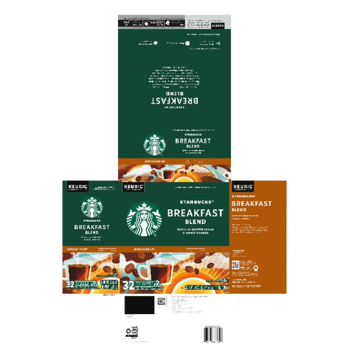 slide 12 of 14, Starbucks K-Cup Coffee Pods, Medium Roast Coffee, Breakfast Blend, 100% Arabica, 1 box (32 pods), 14.1 oz