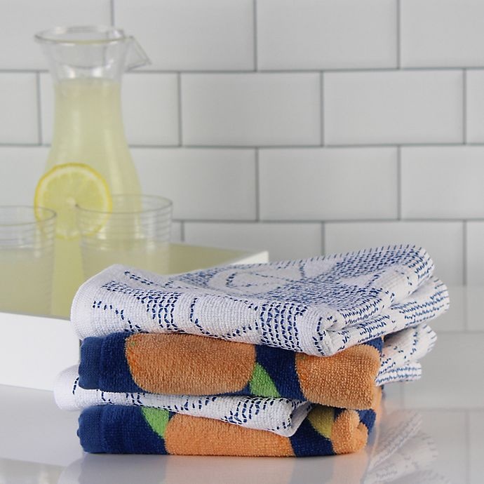 slide 5 of 5, Freshee 4-Pice Kitchen Towels Set - Navy, 1 ct