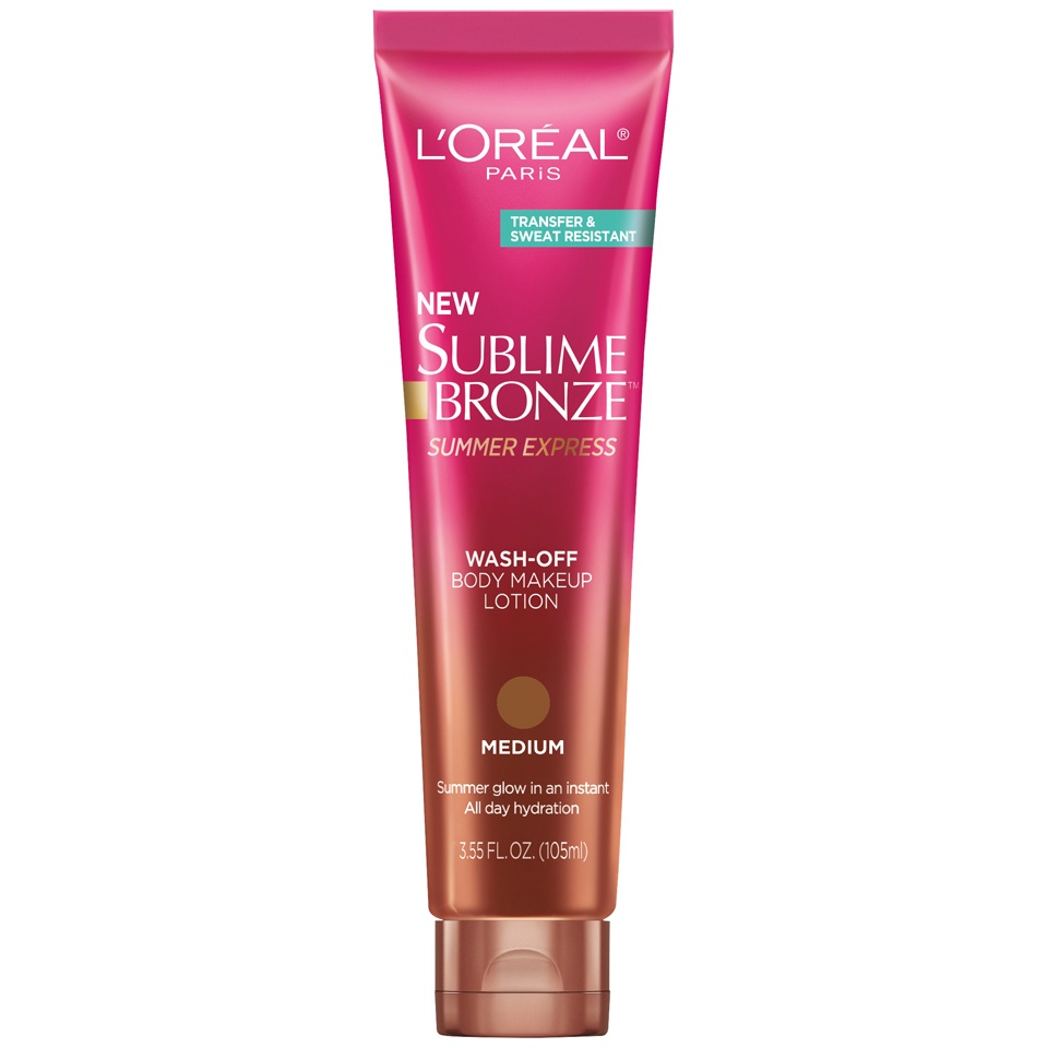 slide 1 of 1, L'Oréal Sublime Bronze Summer Express Wash-Off Body Makeup Lotion Medium, 3.78 fl oz