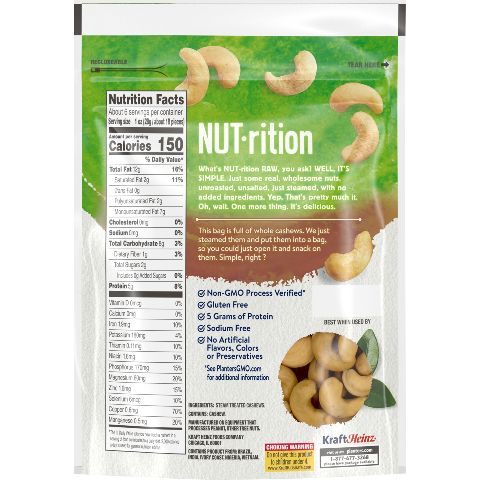 slide 2 of 5, Planters NUT-rition Raw Cashews, 5.5 oz Bag, 5.5 oz