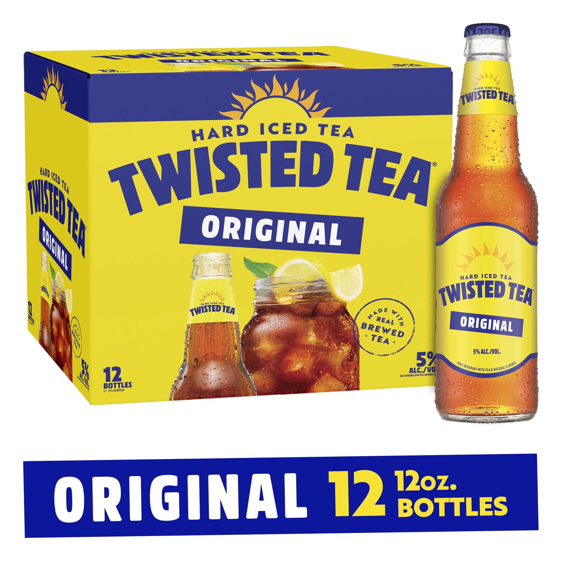 slide 1 of 9, Twisted Tea Original, Hard Iced Tea (12 fl. oz. Bottle, 12pk.), 144 fl oz