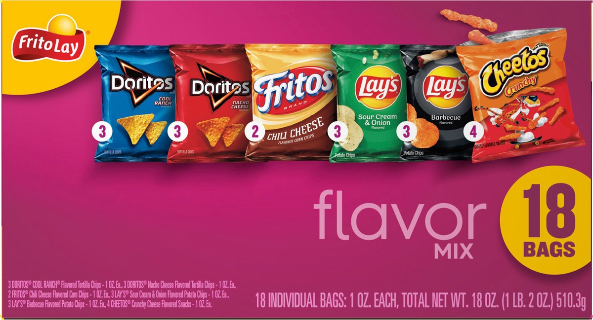 slide 13 of 15, Frito-Lay Snacks Flavor Mix Variety Packs 1 Oz, 18 Count, 18 ct