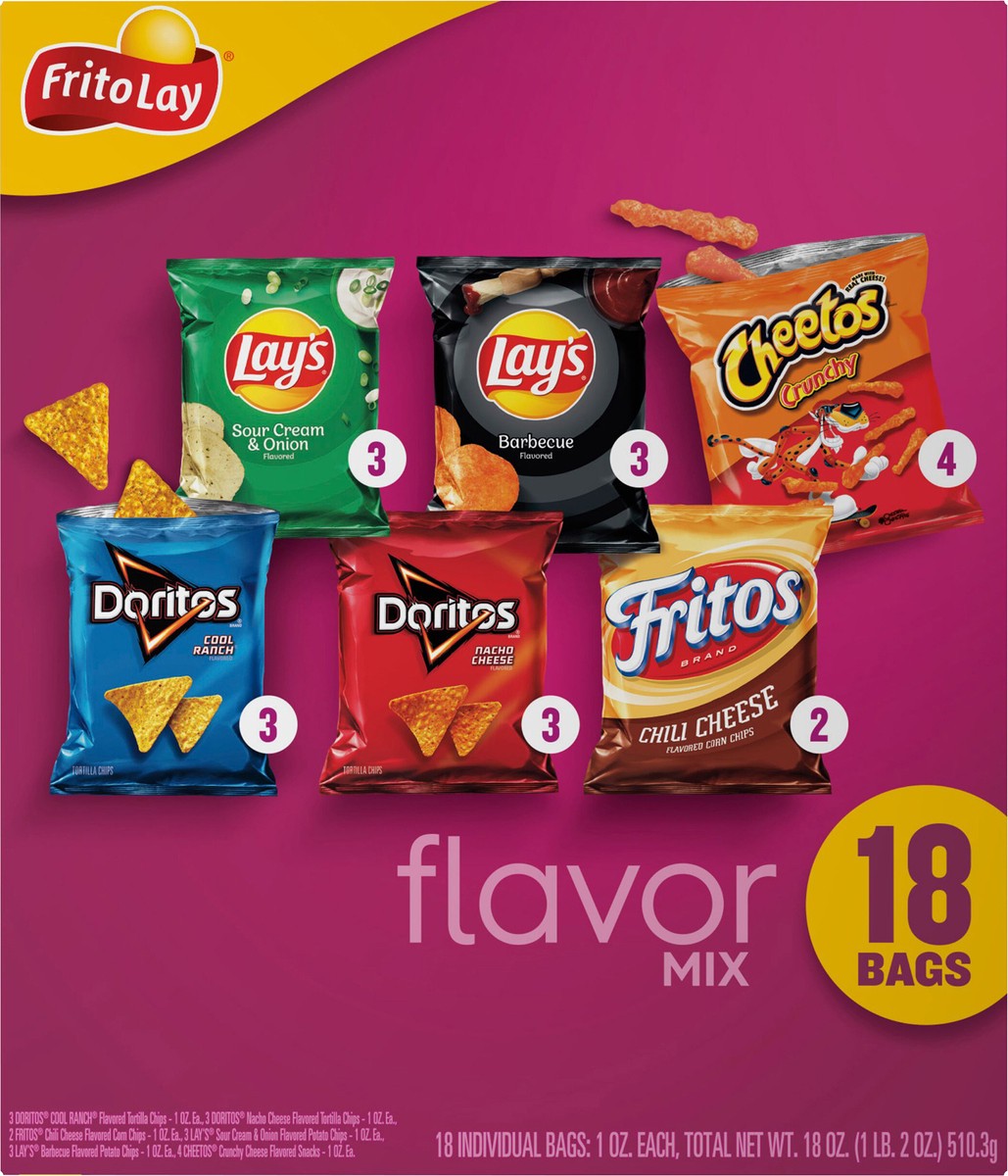 slide 2 of 15, Frito-Lay Snacks Flavor Mix Variety Packs 1 Oz, 18 Count, 18 ct