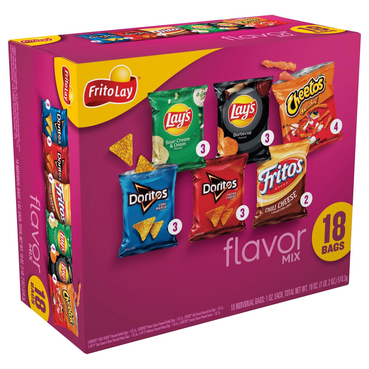 slide 6 of 15, Frito-Lay Snacks Flavor Mix Variety Packs 1 Oz, 18 Count, 18 ct