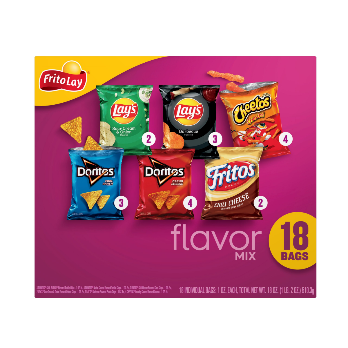 slide 1 of 15, Frito-Lay Snacks Flavor Mix Variety Packs 1 Oz, 18 Count, 18 ct
