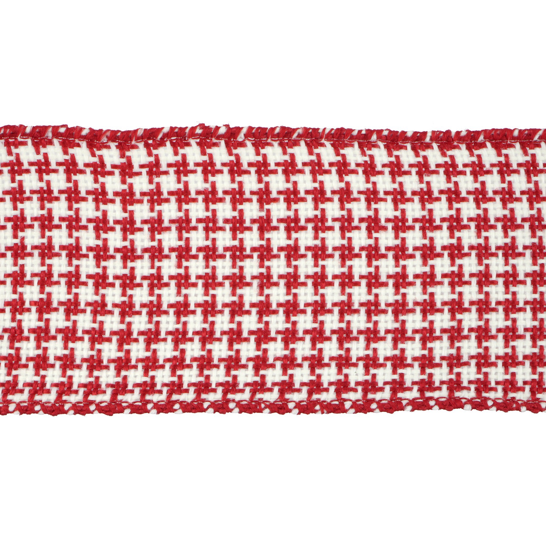 slide 3 of 3, 2.5" X 20ft. Red & White Houndstooth Wired Ribbon By Celebrate It, 2.5 in x 20 ft