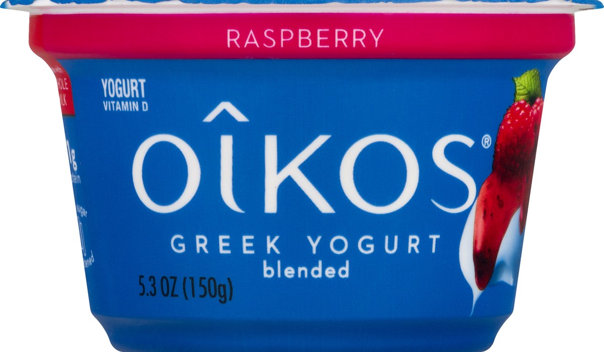 slide 9 of 10, Oikos Whole Milk Raspberry Greek Yogurt, 5.3 Oz., 5.3 oz