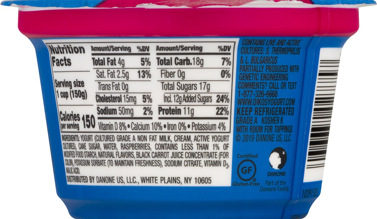 slide 10 of 10, Oikos Whole Milk Raspberry Greek Yogurt, 5.3 Oz., 5.3 oz