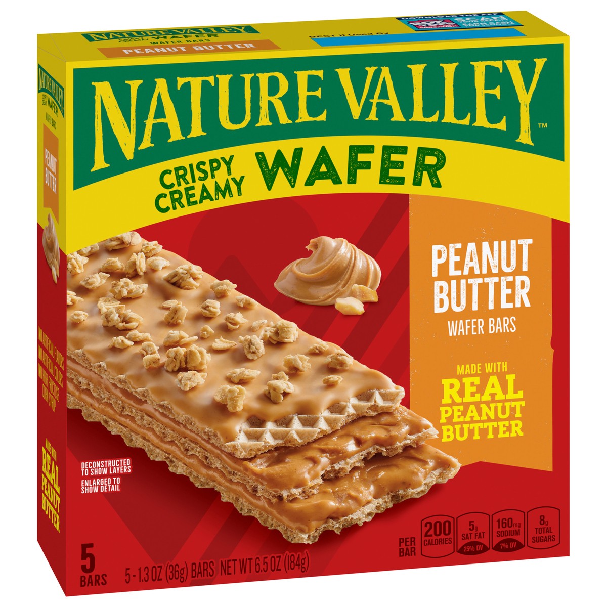 slide 13 of 13, Nature Valley Wafer Bars, Peanut Butter, Snack Bars, 1.3 oz, 5 ct, 5 ct