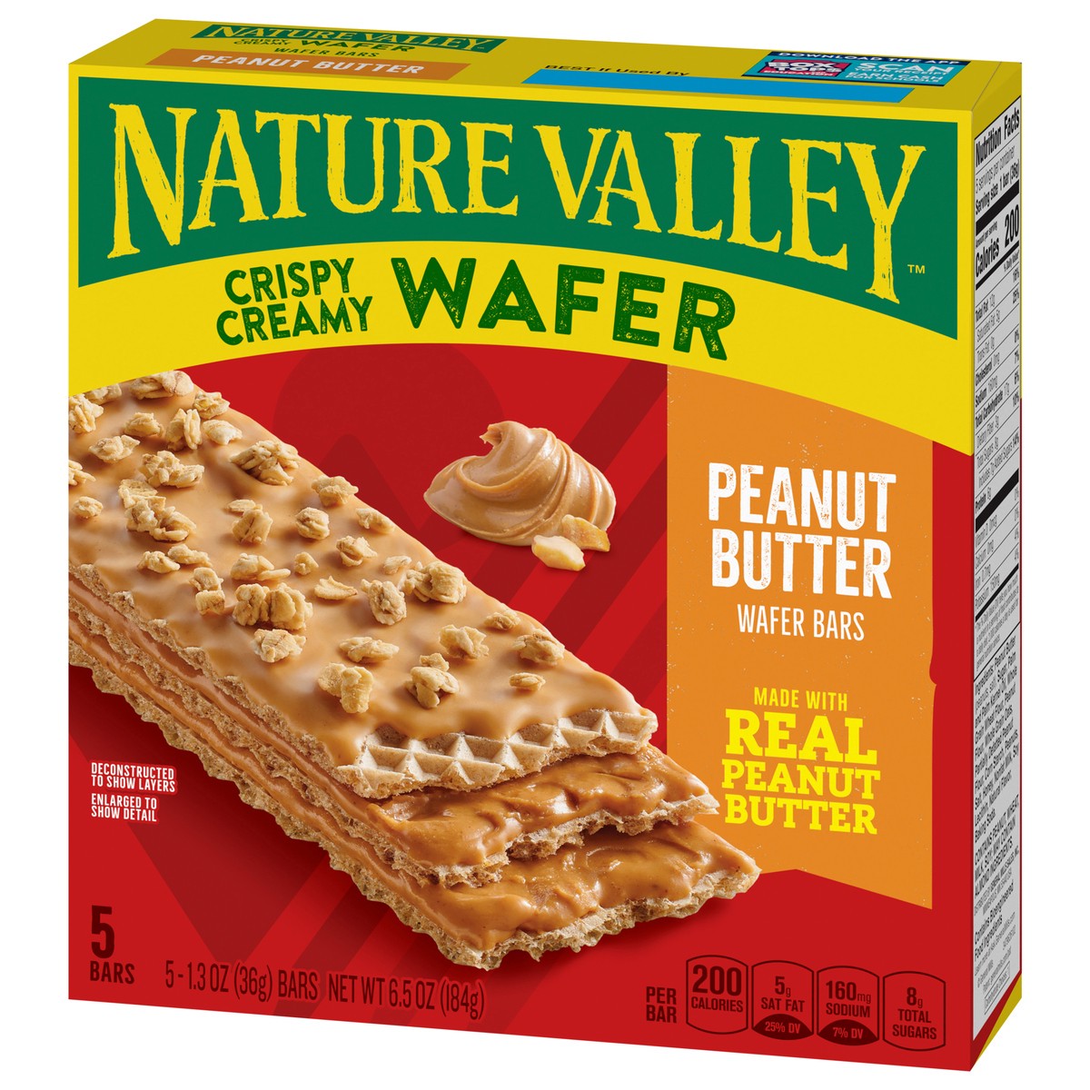 slide 7 of 13, Nature Valley Wafer Bars, Peanut Butter, Snack Bars, 1.3 oz, 5 ct, 5 ct