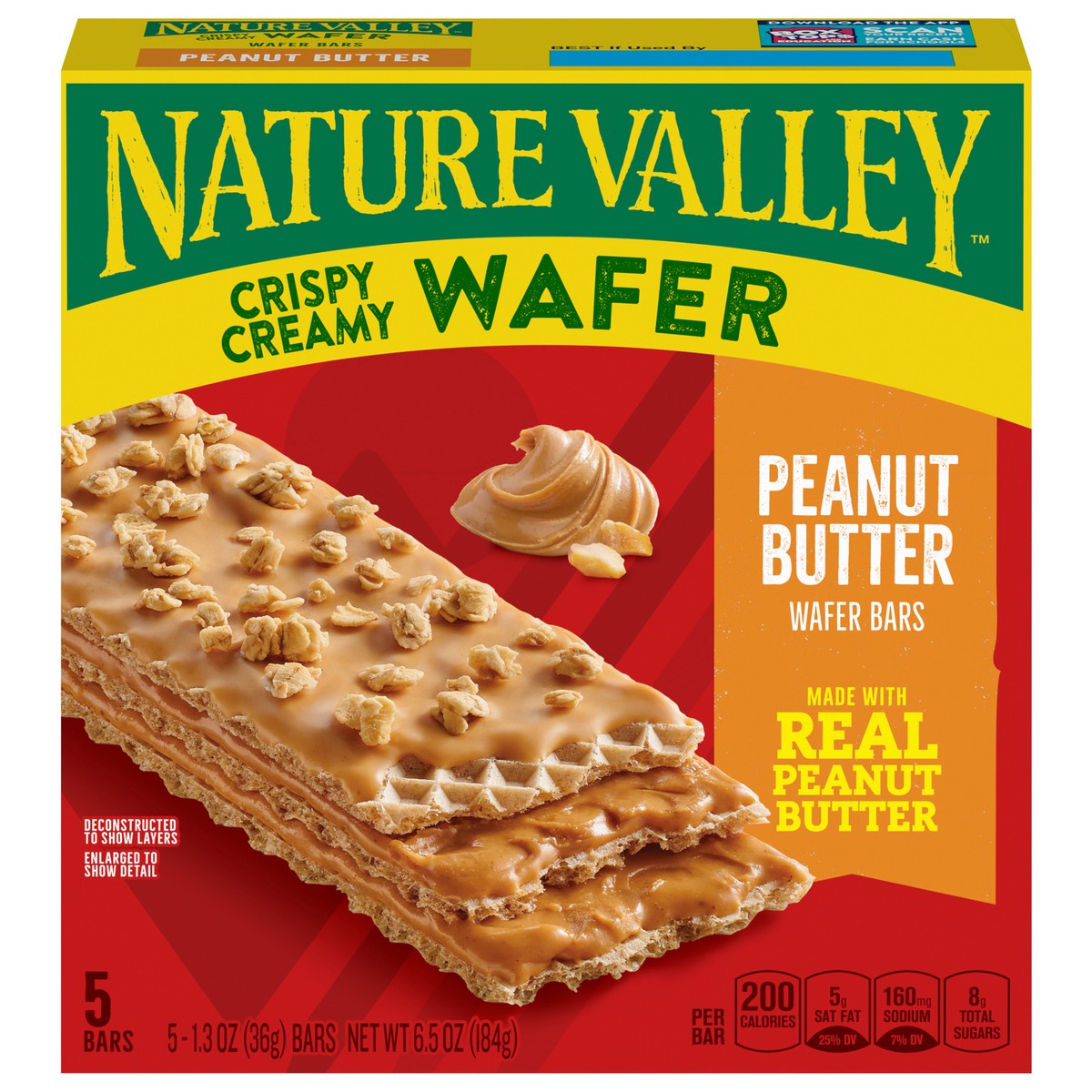 slide 1 of 13, Nature Valley Wafer Bars, Peanut Butter, Snack Bars, 5 Bars, 6.5 OZ, 5 ct