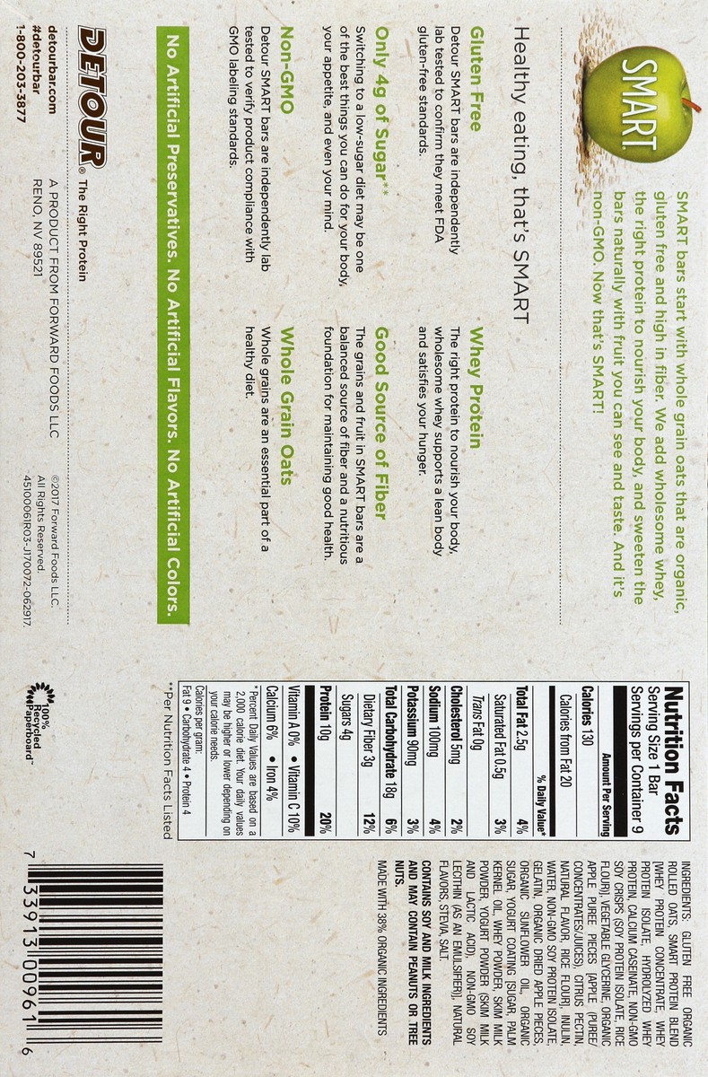 slide 3 of 6, Detour Smart Apple Cinnamon Whole Grain Oatmeal Bar, 1.3 oz