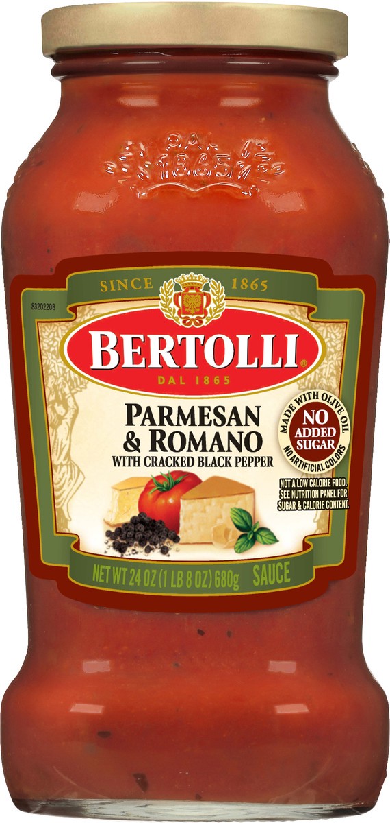 slide 1 of 13, Bertolli Parmesan & Romano with Cracked Black Pepper Pasta Sauce, 24 oz., 24 oz