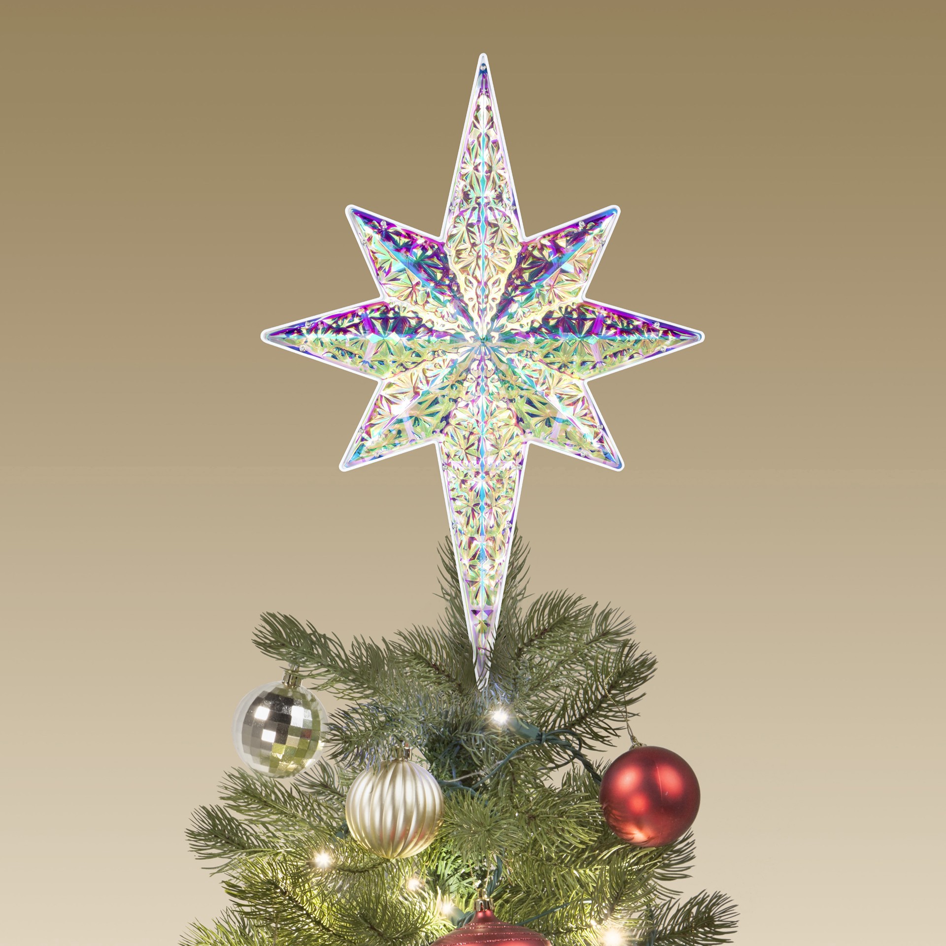 slide 3 of 3, 22.5" Led Lighted Iridescent Tree Topper By Ashland, 12.2 in x 22.6 in