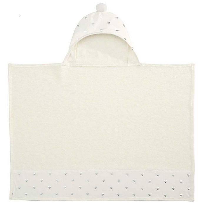 slide 1 of 3, Elegant Baby Organic Bath Wrap with Silver Heart Print, 1 ct