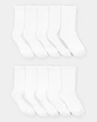 Carter's Carters Boys 10-Pack Crew Socks White 4-7
