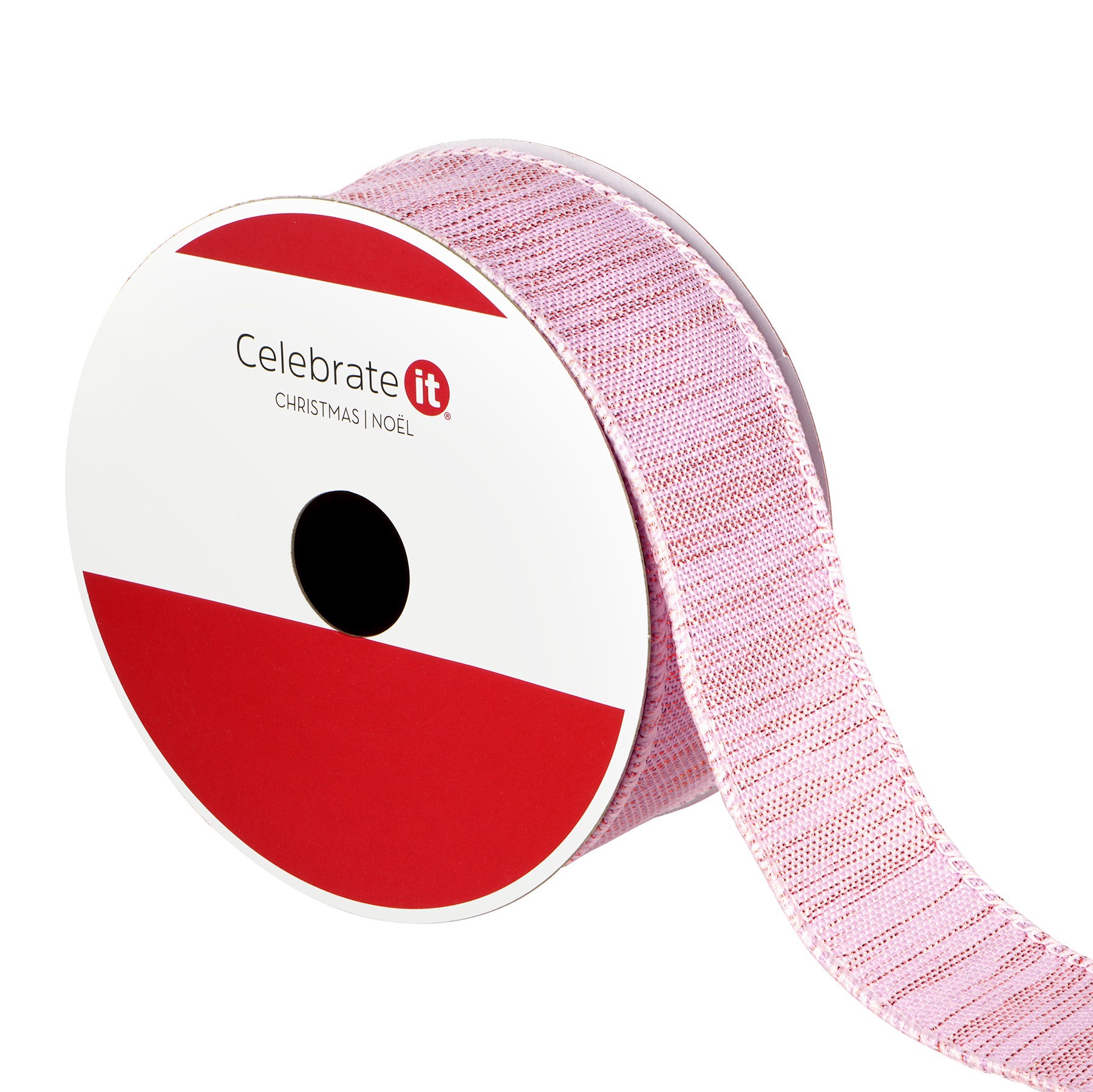 slide 3 of 3, 1.5" X 30ft. Blush & Gold Wired Ribbon By Celebrate It, 1.5 in x 30 ft