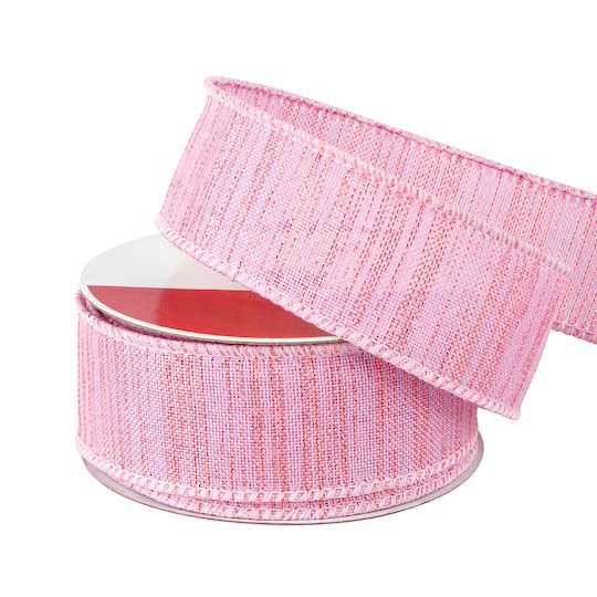 slide 1 of 3, 1.5" X 30ft. Blush & Gold Wired Ribbon By Celebrate It, 1.5 in x 30 ft