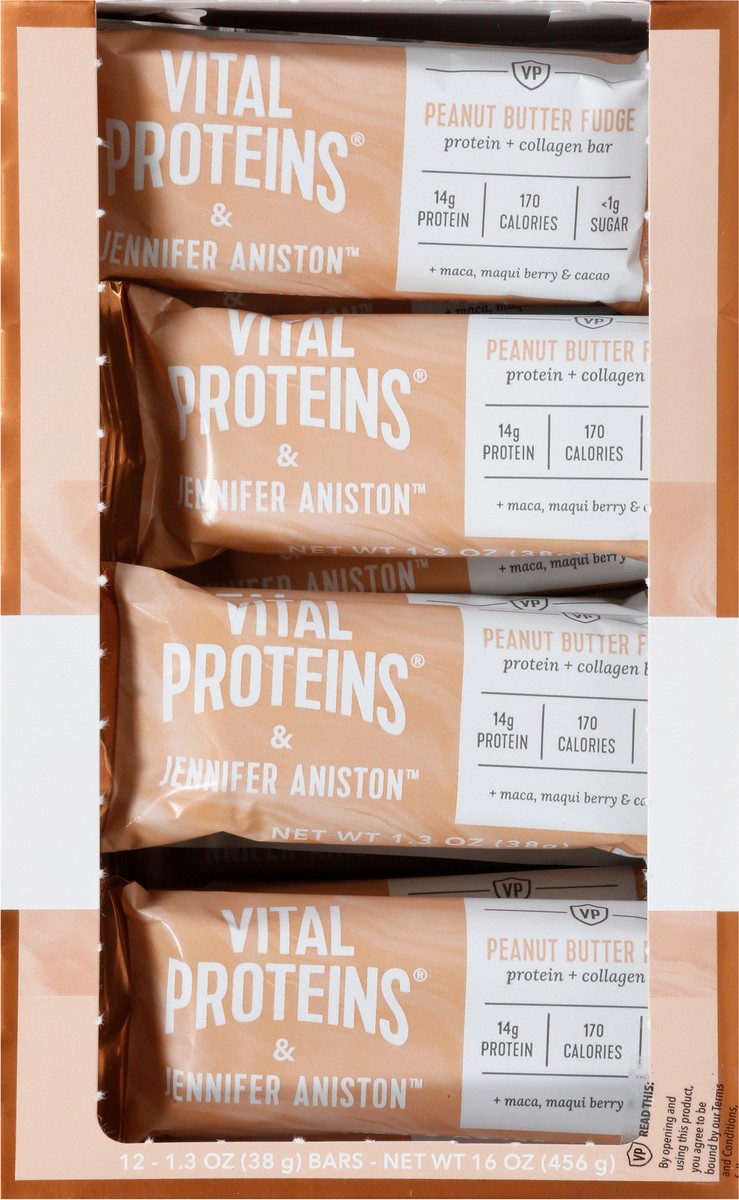 slide 10 of 13, Vital Proteins & Jennifer Aniston Peanut Butter Fudge Protein + Collagen Bar Bars - 12 ct, 12 ct