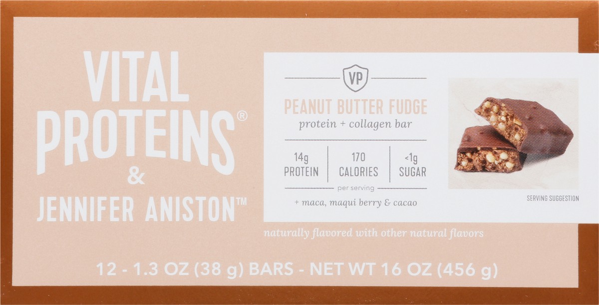 slide 6 of 13, Vital Proteins & Jennifer Aniston Peanut Butter Fudge Protein + Collagen Bar Bars - 12 ct, 12 ct
