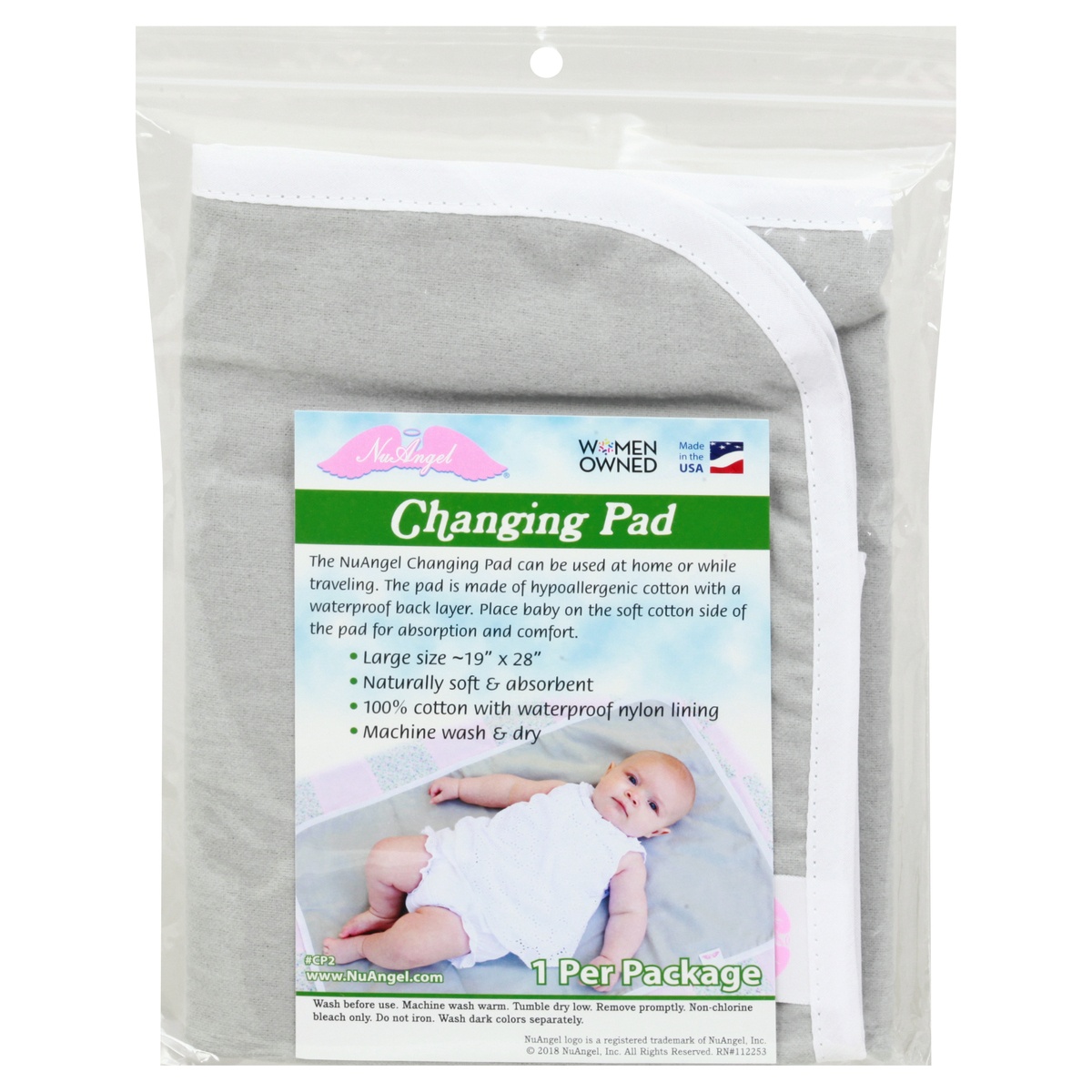 slide 1 of 1, NuAngel Gray Changing Pad 1 ea, 1 ct